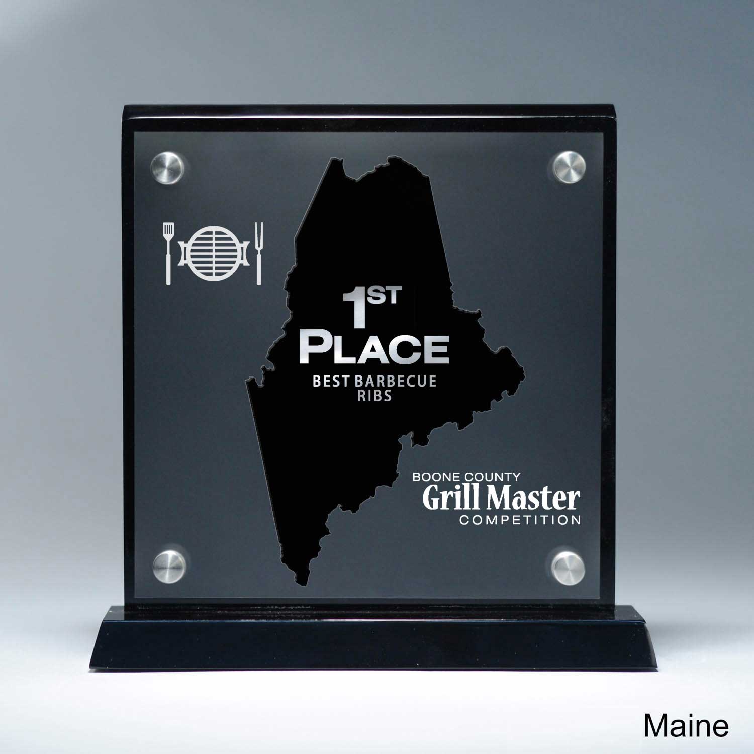 25MCD900ME Frosted Lucite Cutout On Risers Award With Choice Of State