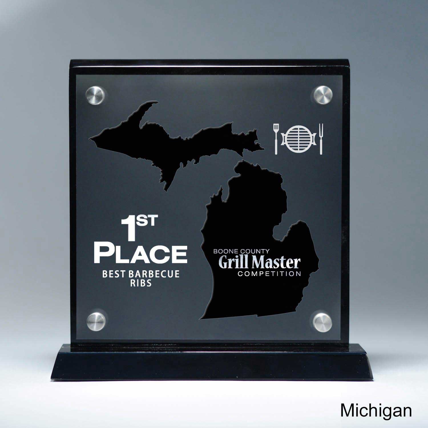 25MCD900MI Frosted Lucite Cutout On Risers Award With Choice Of State