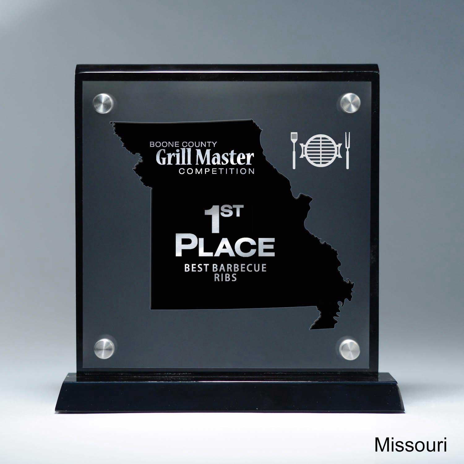 25MCD900MO Frosted Lucite Cutout On Risers Award With Choice Of State