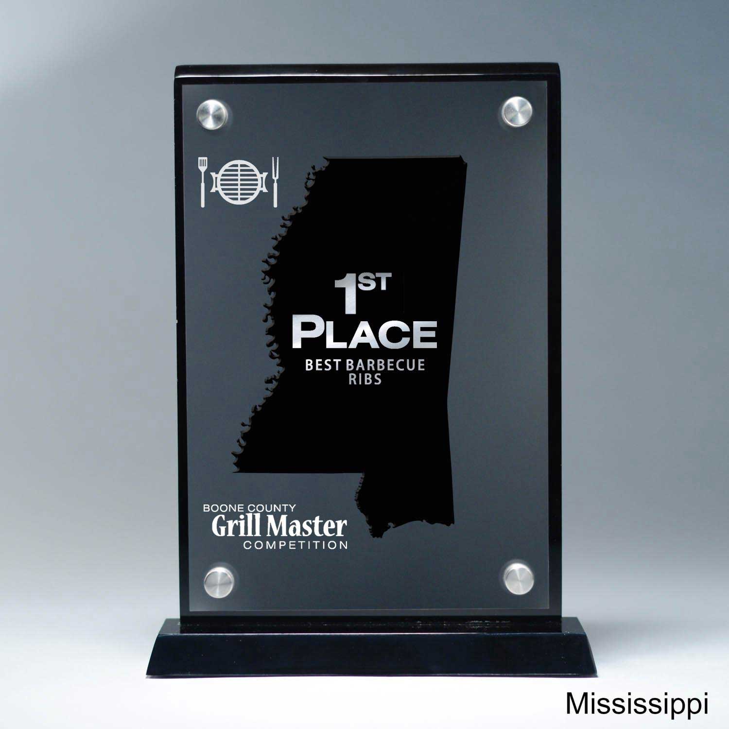 25MCD900MS Frosted Lucite Cutout On Risers Award With Choice Of State