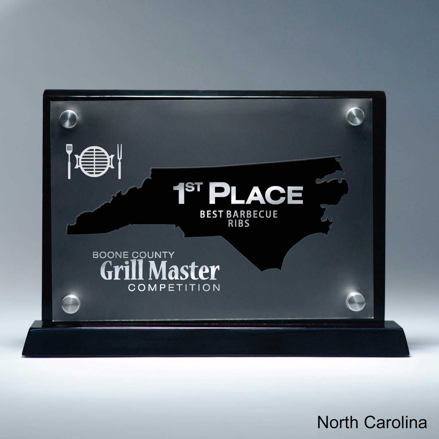 25MCD900NC Frosted Lucite Cutout On Risers Award With Choice Of State