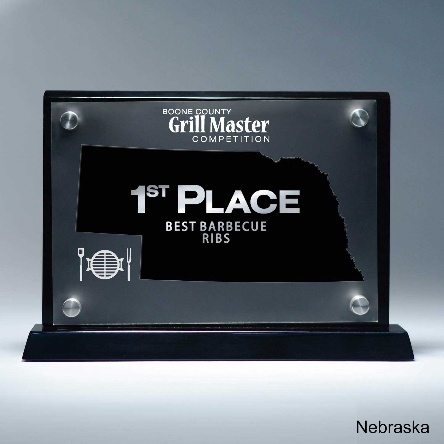 25MCD900NE Frosted Lucite Cutout On Risers Award With Choice Of State