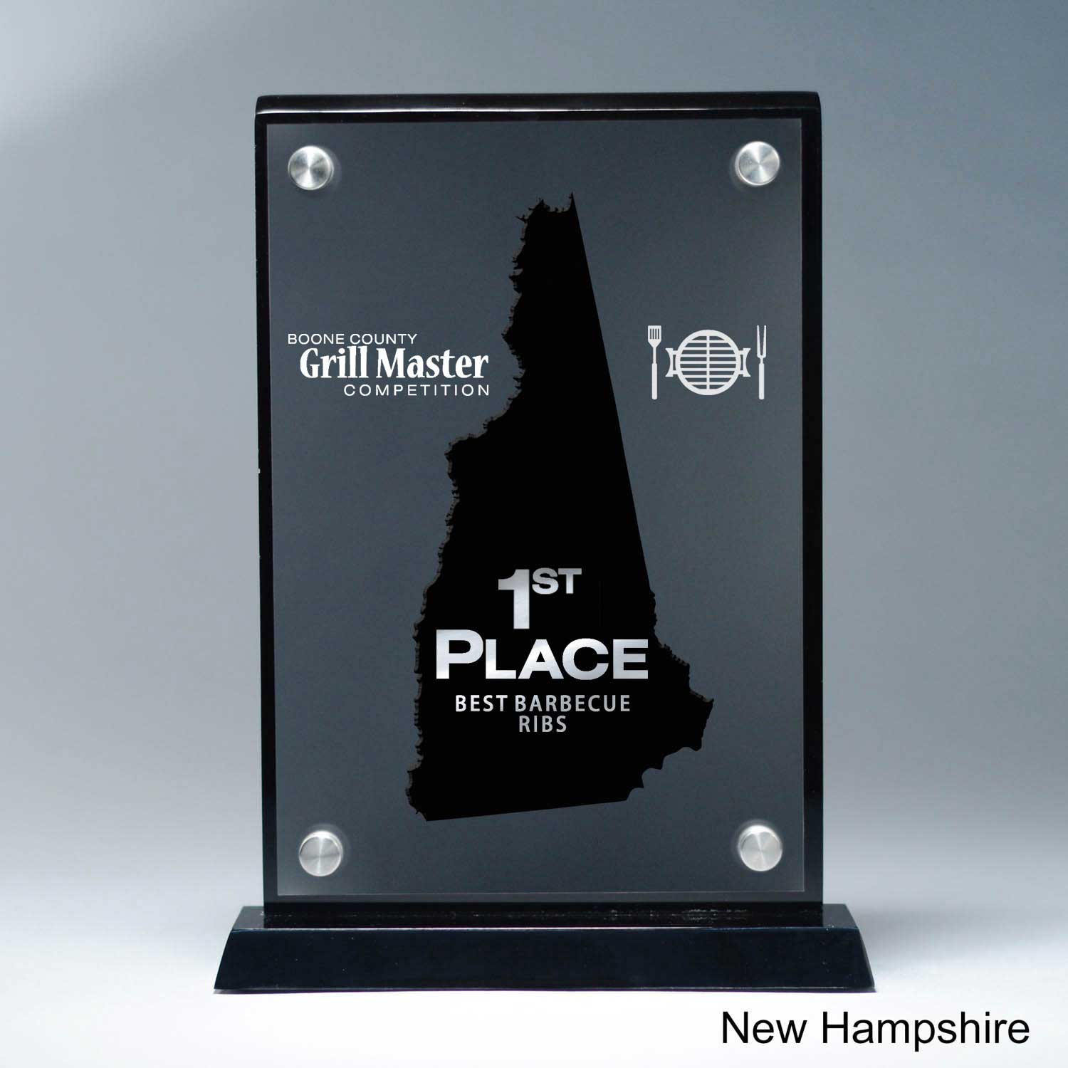 25MCD900NH Frosted Lucite Cutout On Risers Award With Choice Of State