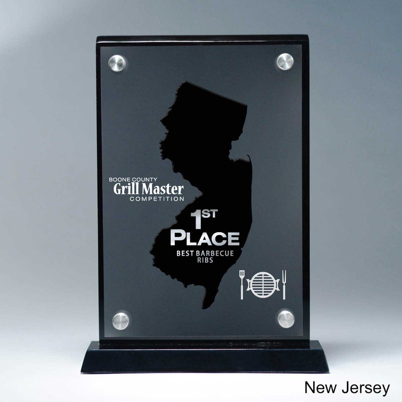 25MCD900NJ Frosted Lucite Cutout On Risers Award With Choice Of State