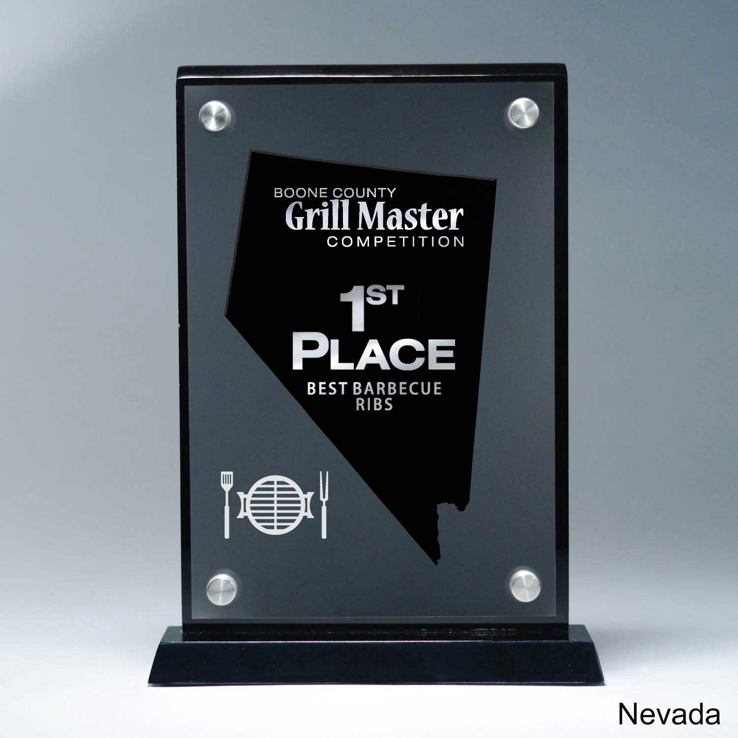 25MCD900NV Frosted Lucite Cutout On Risers Award With Choice Of State