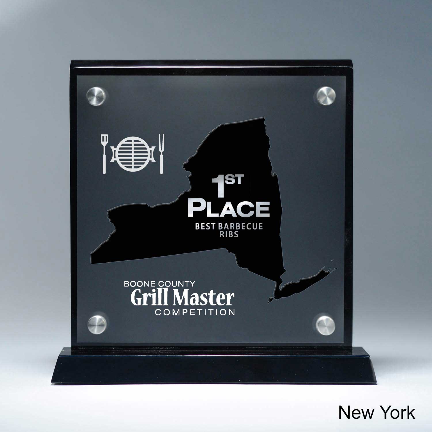 25MCD900NY Frosted Lucite Cutout On Risers Award With Choice Of State