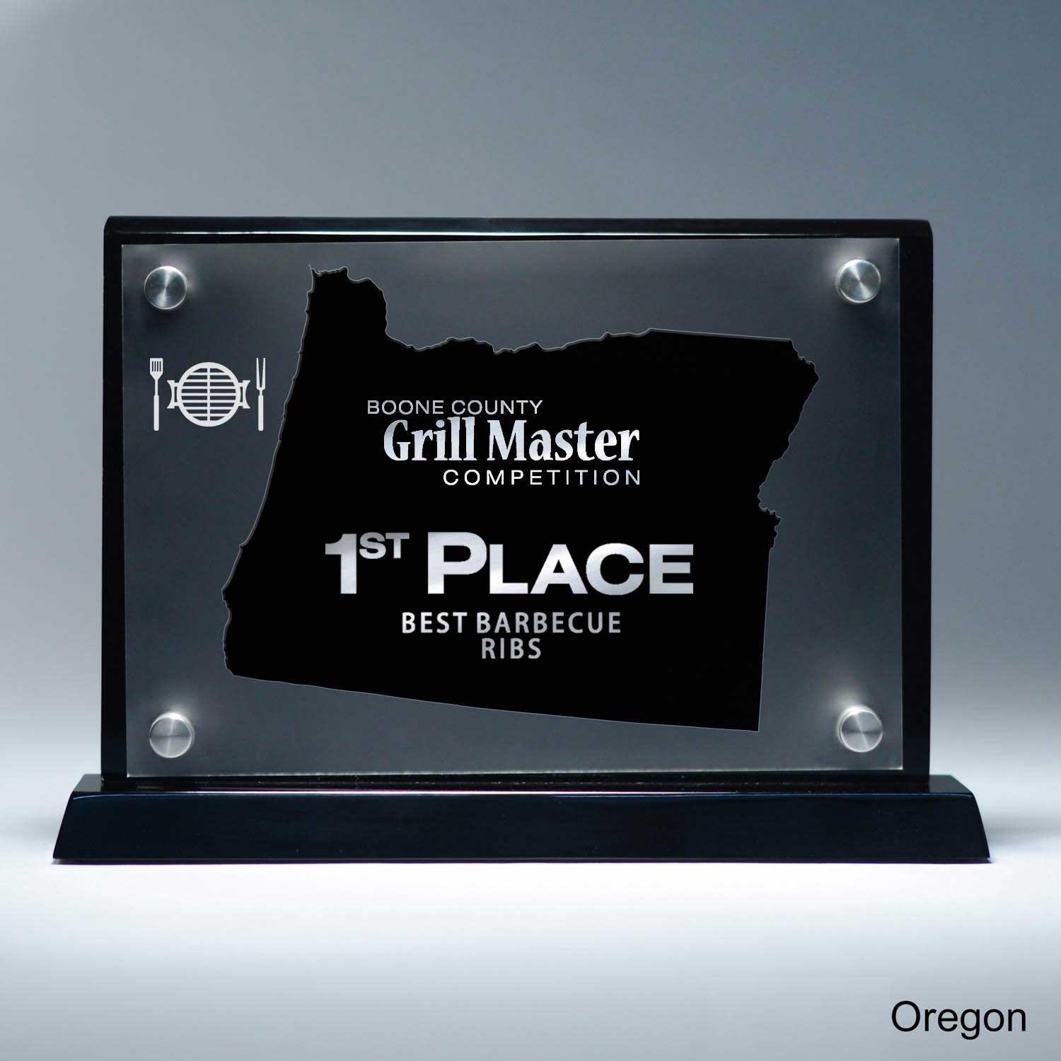 25MCD900OR Frosted Lucite Cutout On Risers Award With Choice Of State