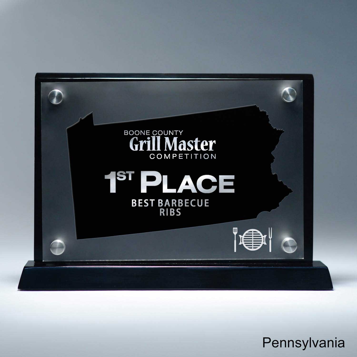 25MCD900PA Frosted Lucite Cutout On Risers Award With Choice Of State