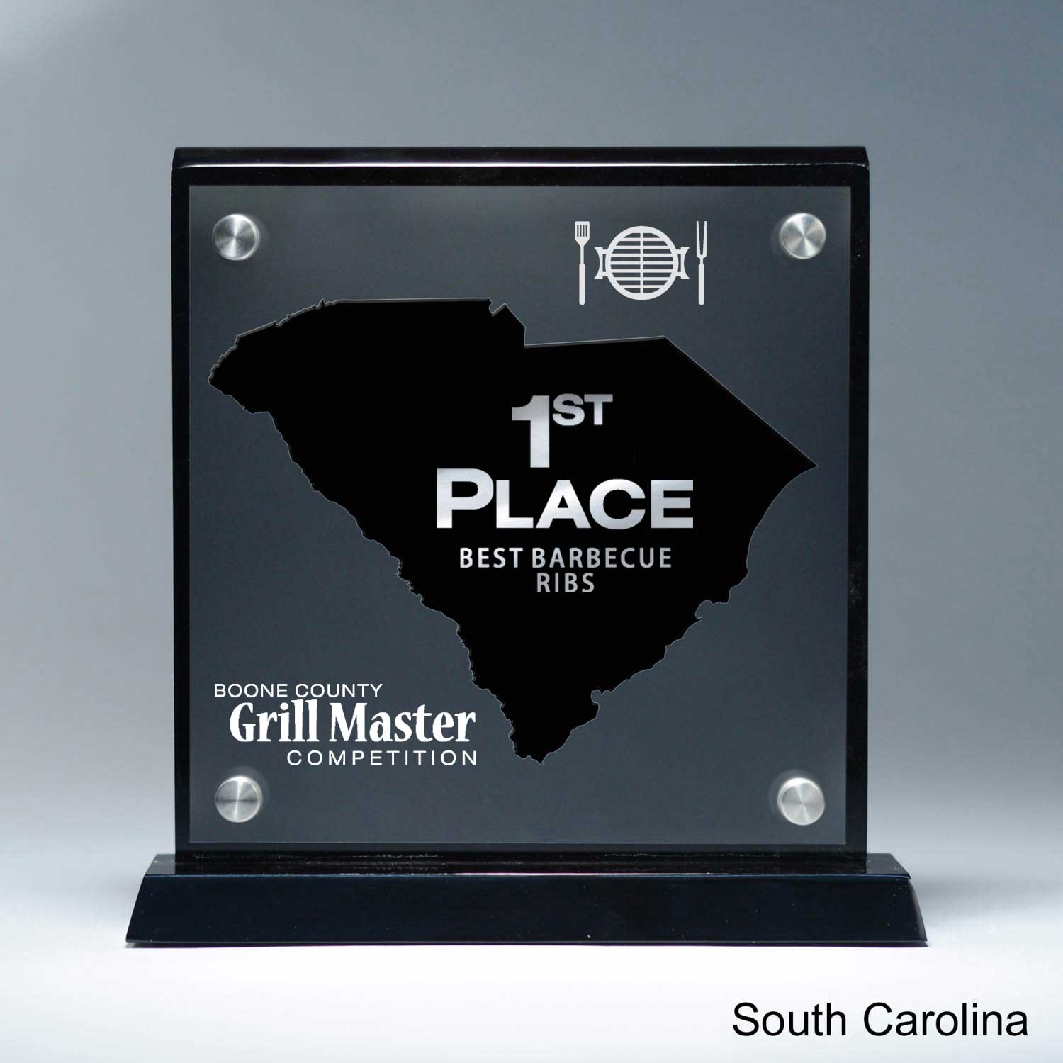25MCD900SC Frosted Lucite Cutout On Risers Award With Choice Of State