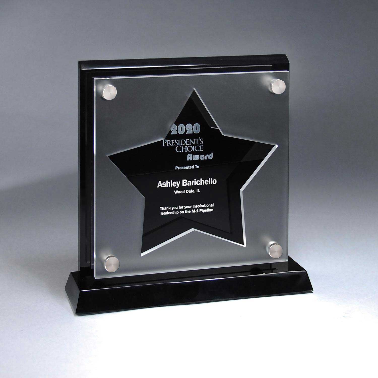 25MCD900STAR Frosted Lucite Cutout On Risers Award With Choice Of State