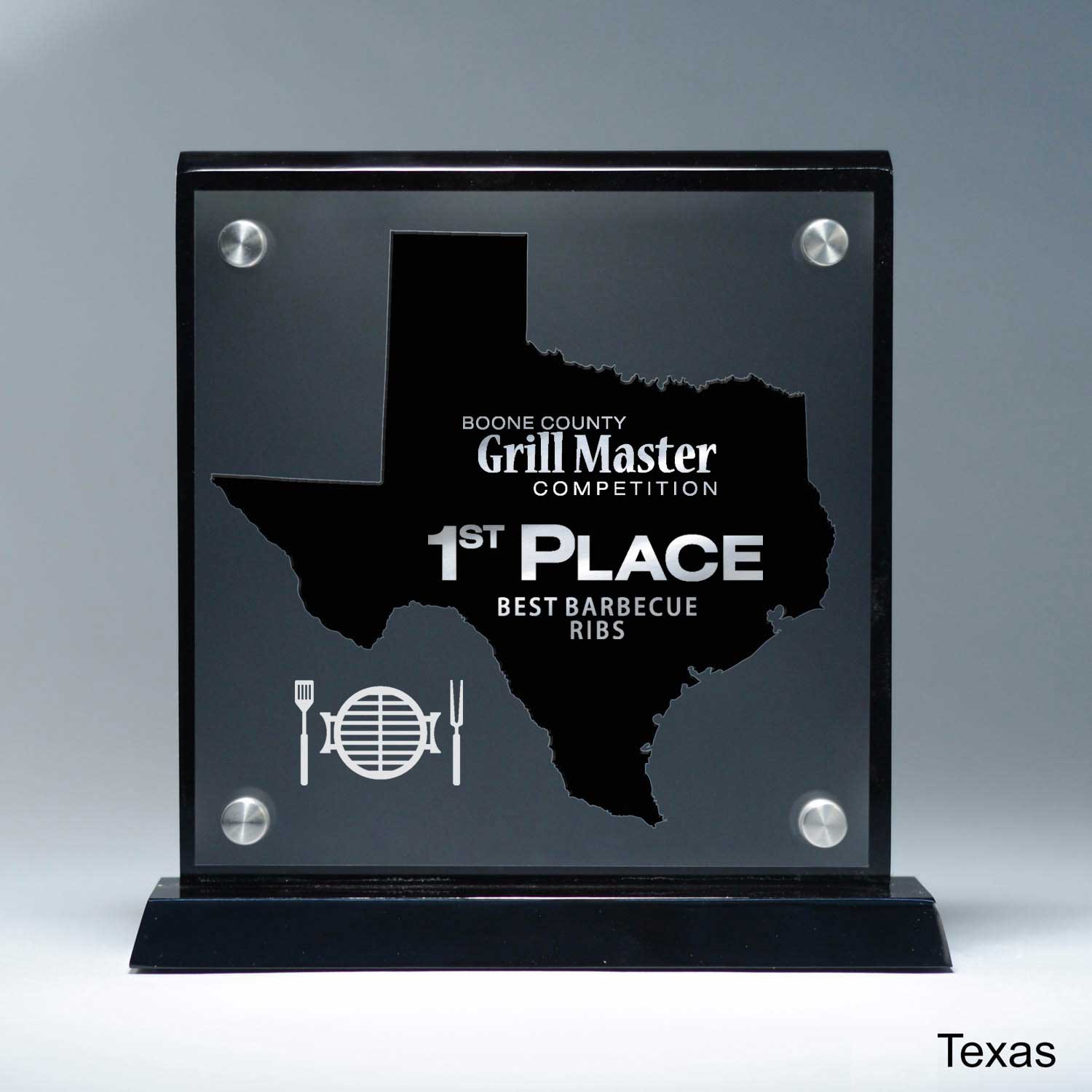 25MCD900TX Frosted Lucite Cutout On Risers Award With Choice Of State