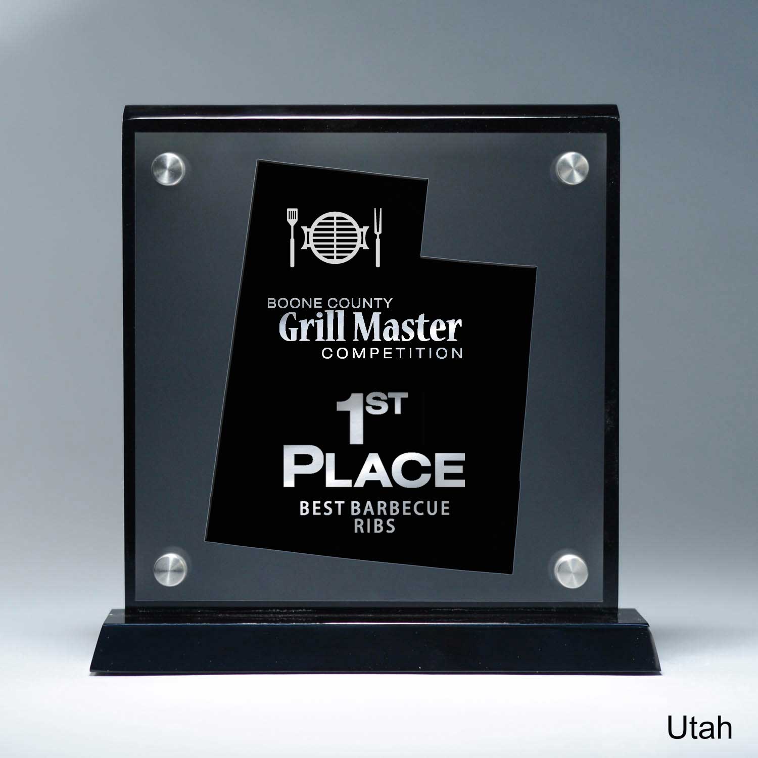 25MCD900UT Frosted Lucite Cutout On Risers Award With Choice Of State