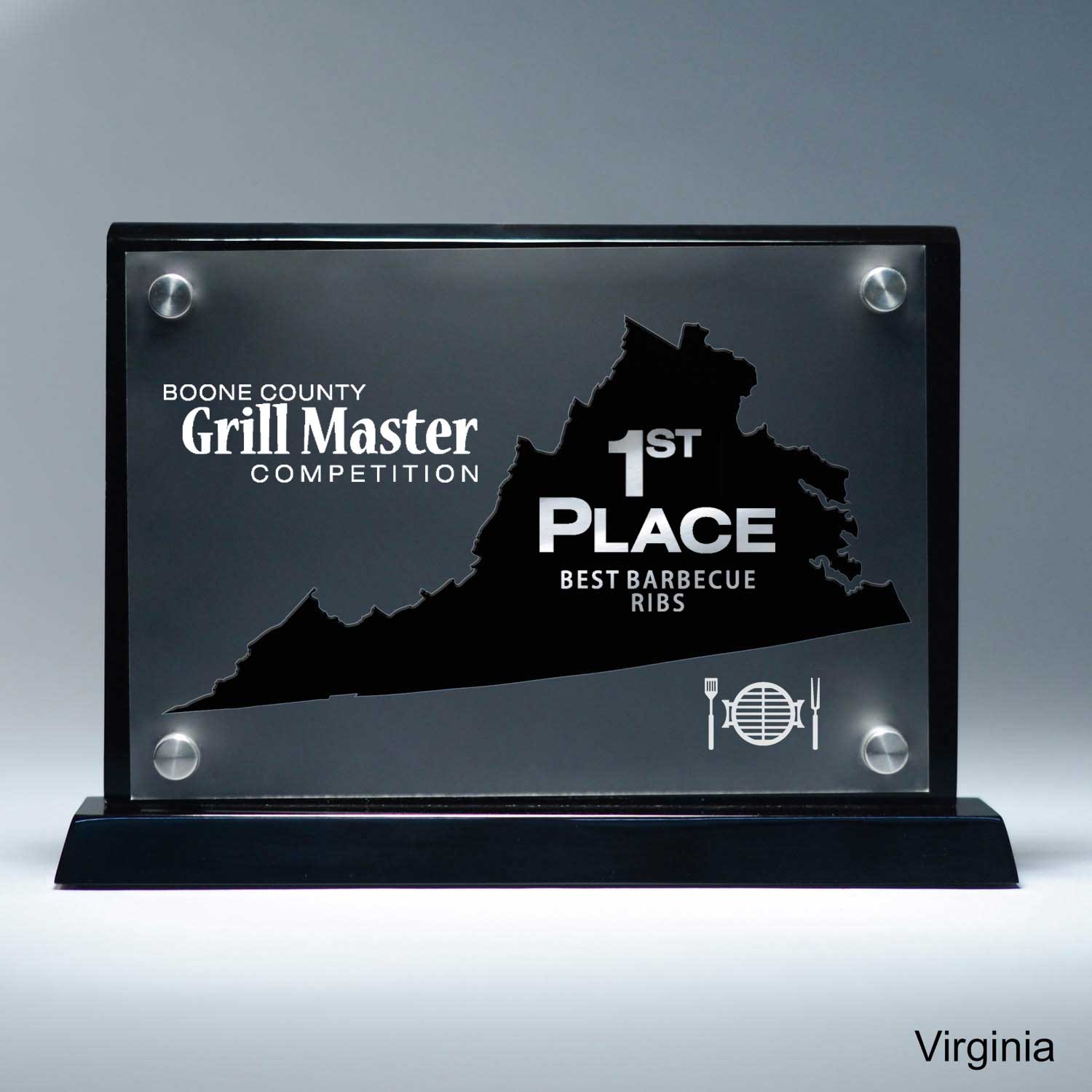 25MCD900VA Frosted Lucite Cutout On Risers Award With Choice Of State