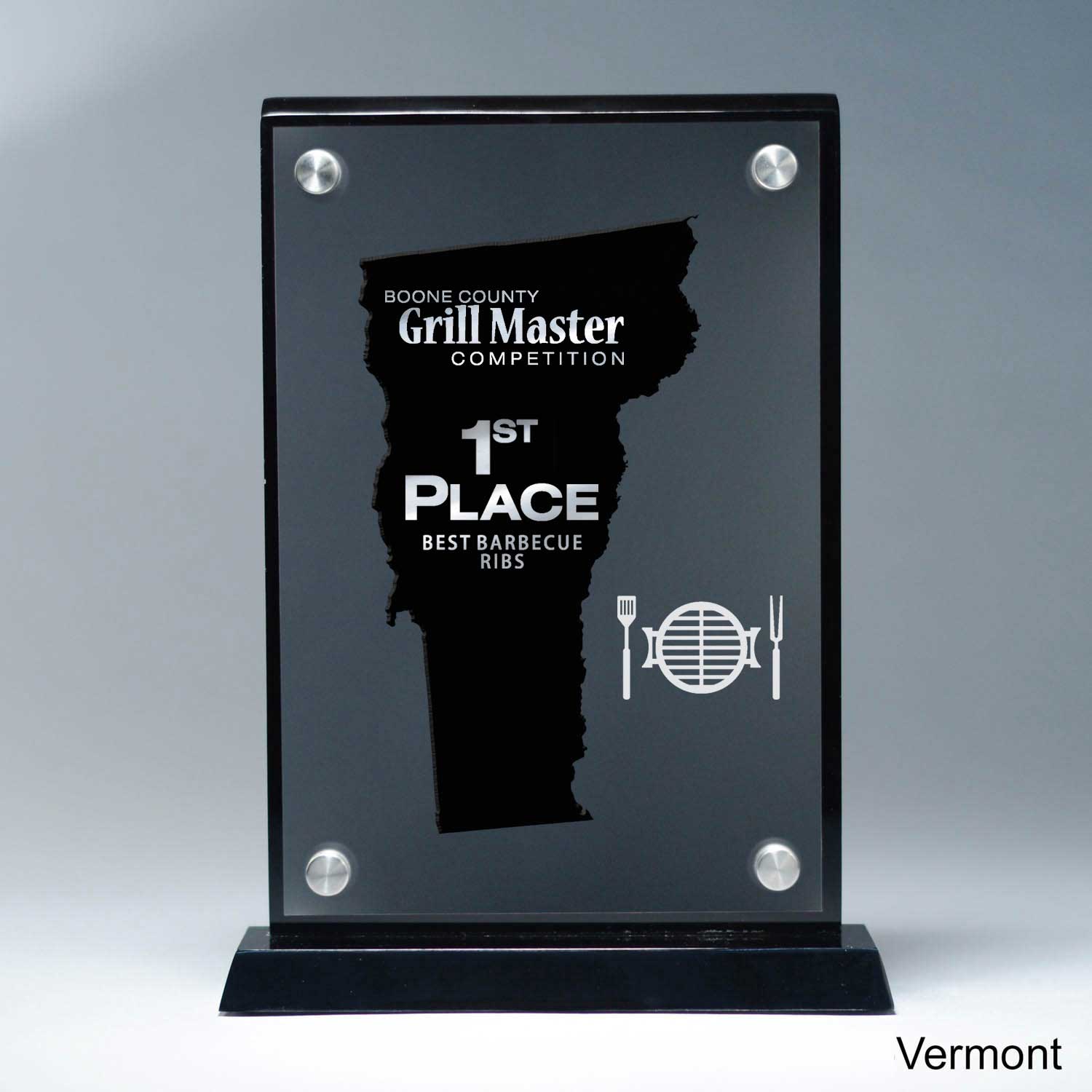 25MCD900VT Frosted Lucite Cutout On Risers Award With Choice Of State