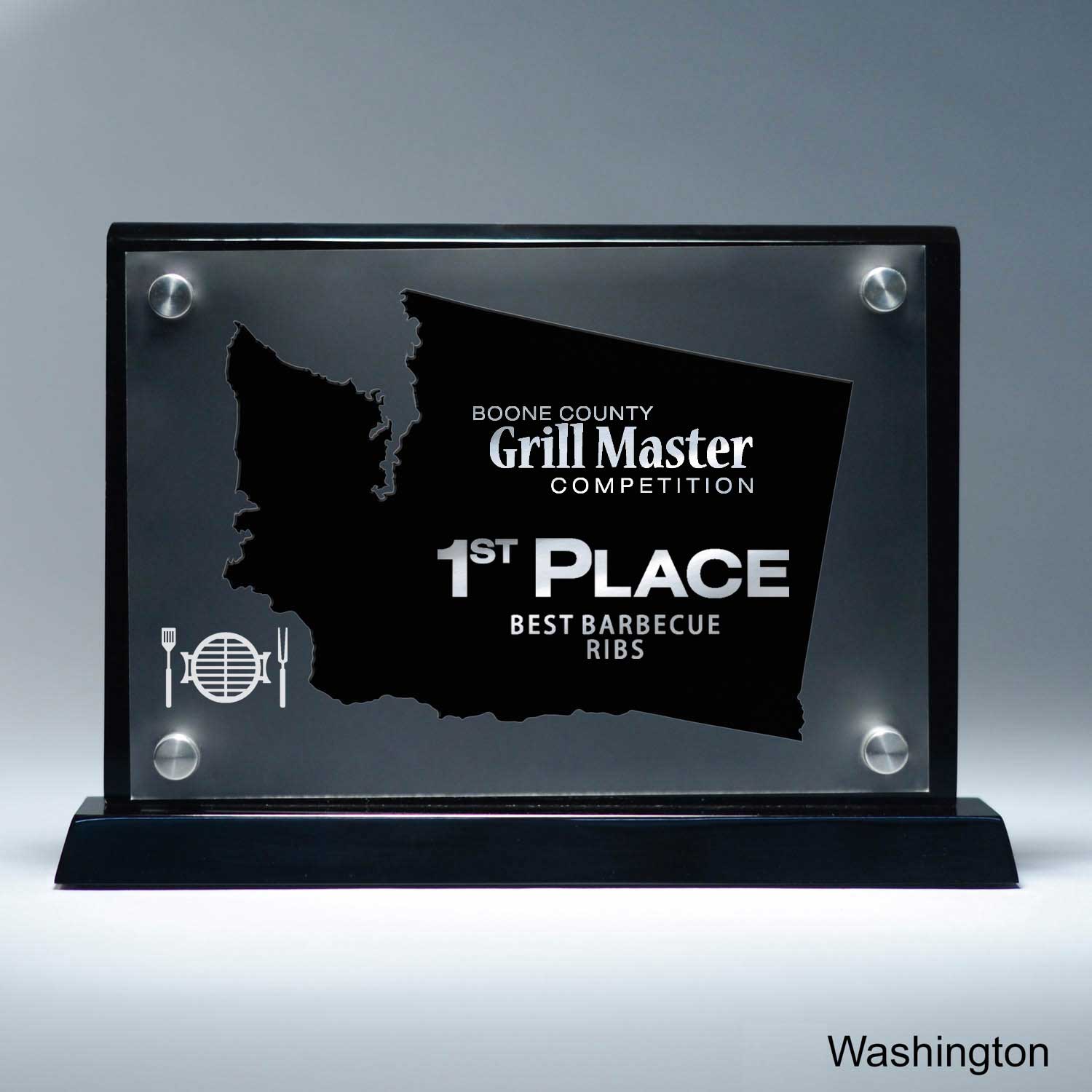 25MCD900WA Frosted Lucite Cutout On Risers Award With Choice Of State