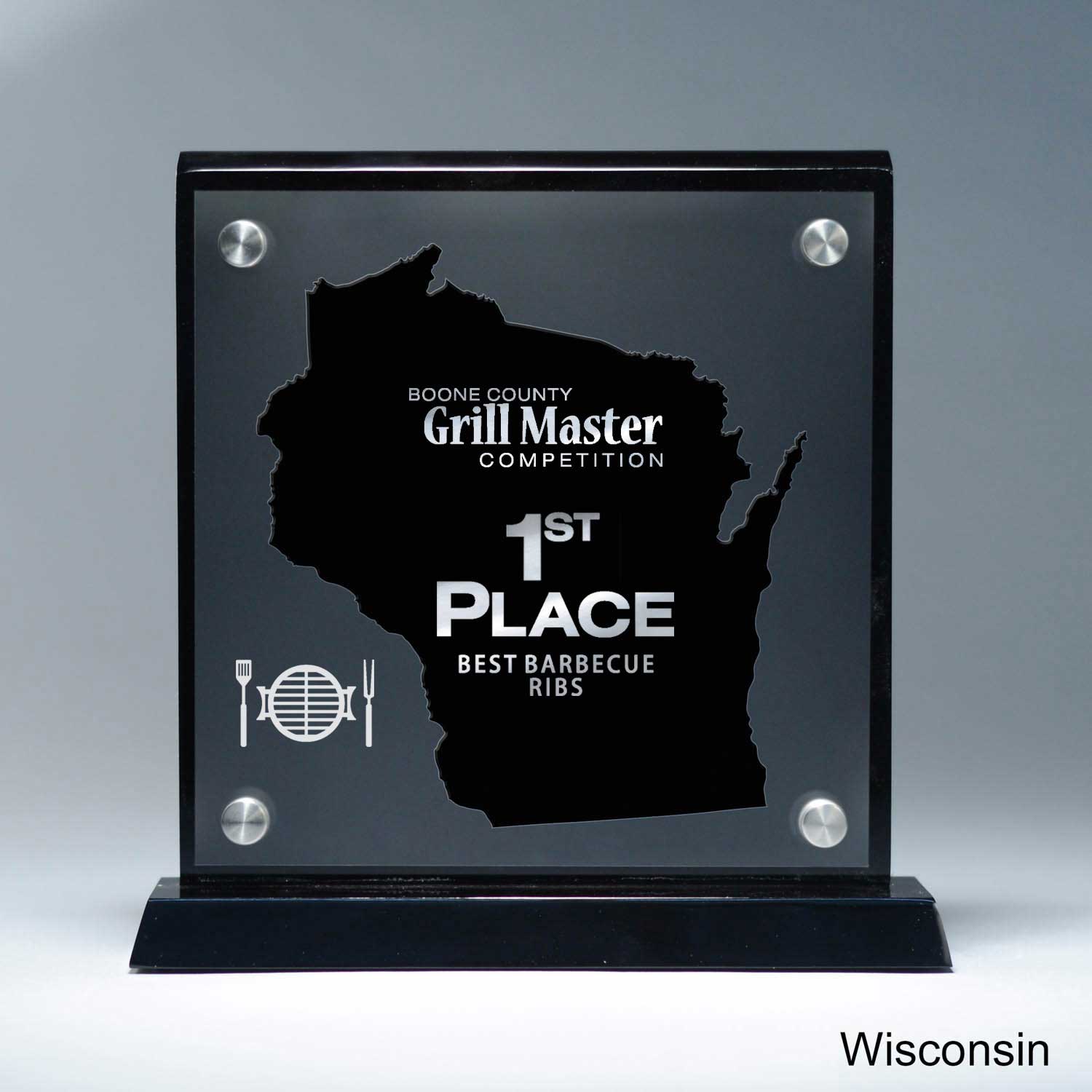 25MCD900WI Frosted Lucite Cutout On Risers Award With Choice Of State