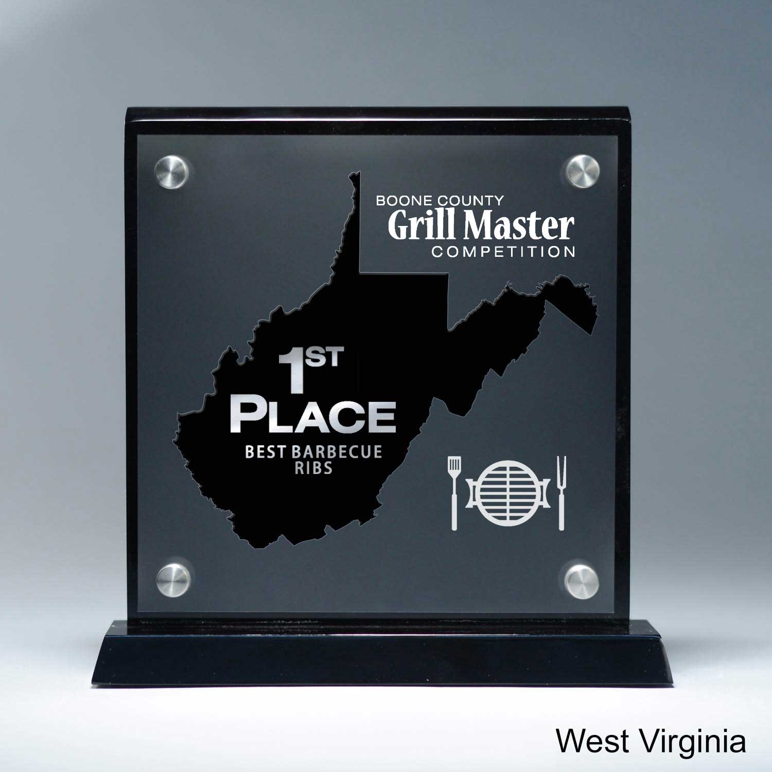 25MCD900WV Frosted Lucite Cutout On Risers Award With Choice Of State