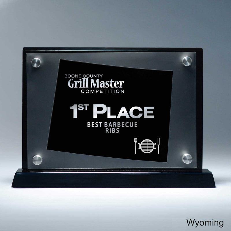 25MCD900WY Frosted Lucite Cutout On Risers Award With Choice Of State