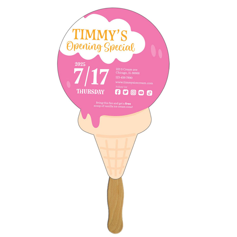 EZX-176 - Ice Cream Hand Fan Full Color (1 Side)