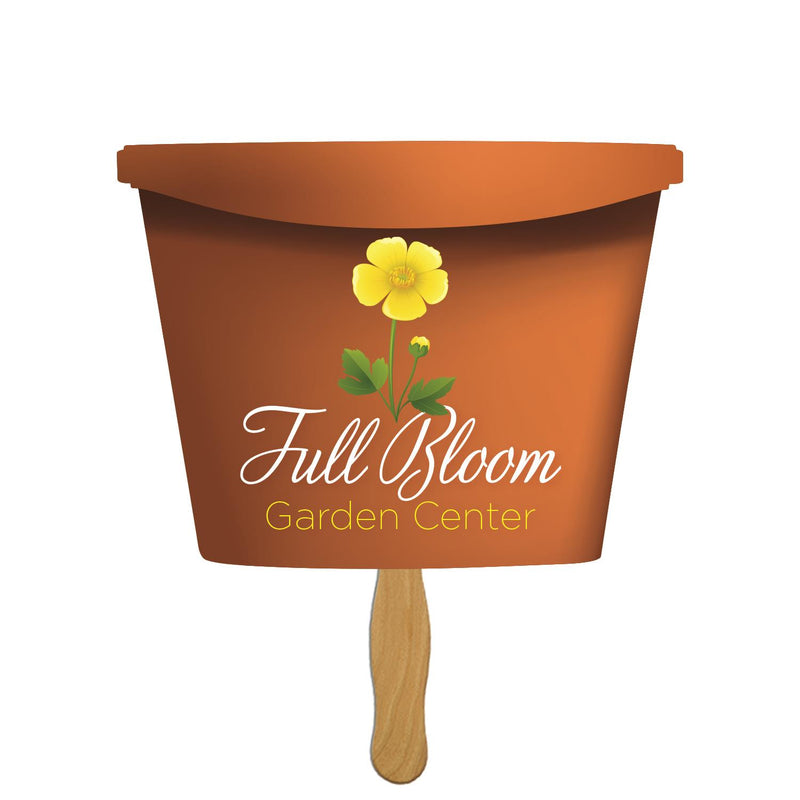 EZ-174 - Flower Pot Hand Fan Full Color (2 Sides)