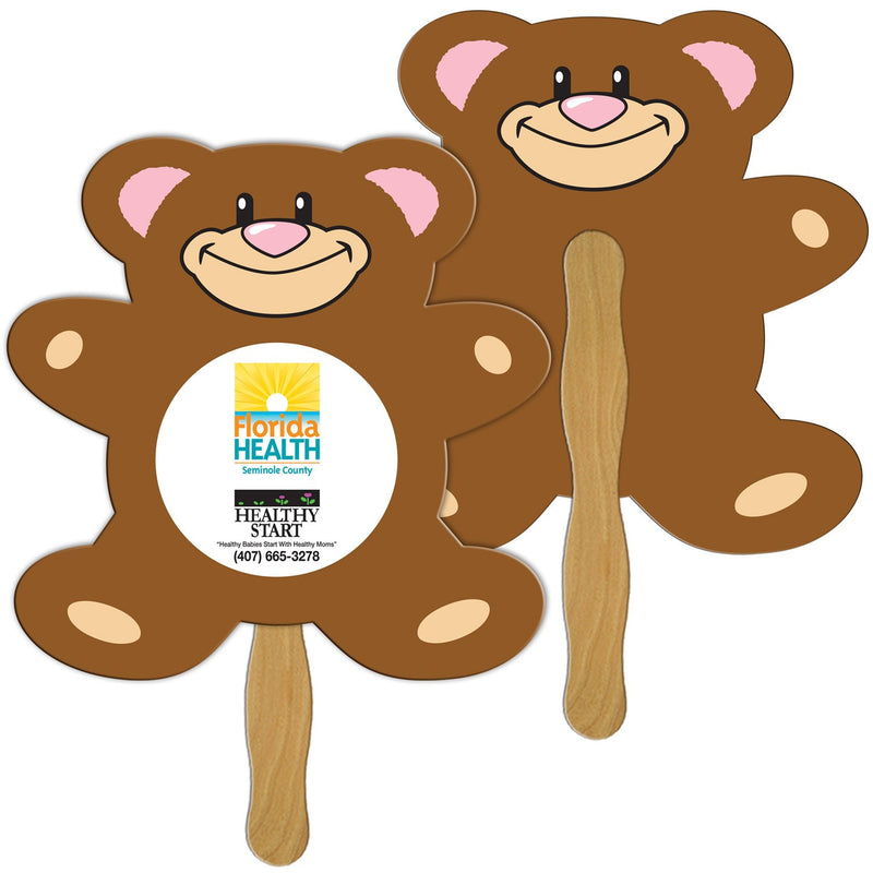EZ-118 - Teddy Bear Hand Fan Full Color (2 Sides)