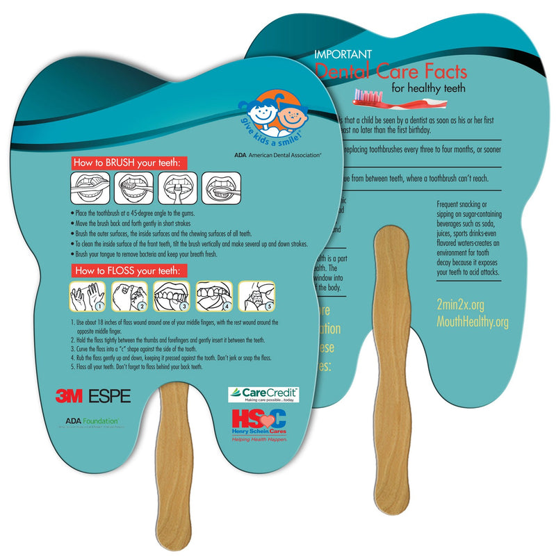LF-140 - Tooth Hand Fan Full Color (2 Sides)