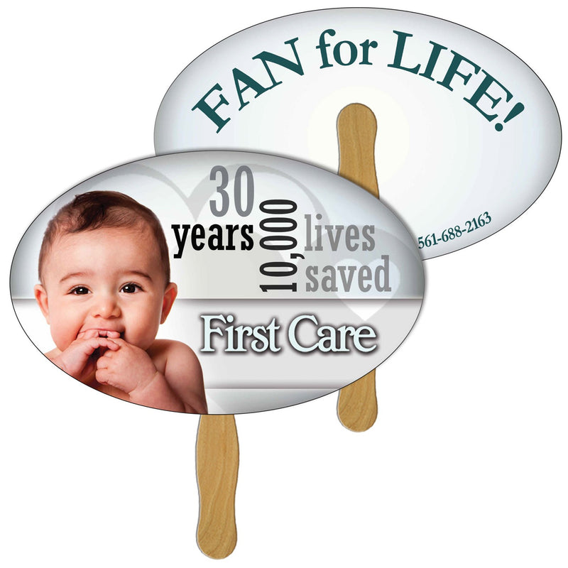 LF-19 - Oval Hand Fan Full Color (2 Sides)