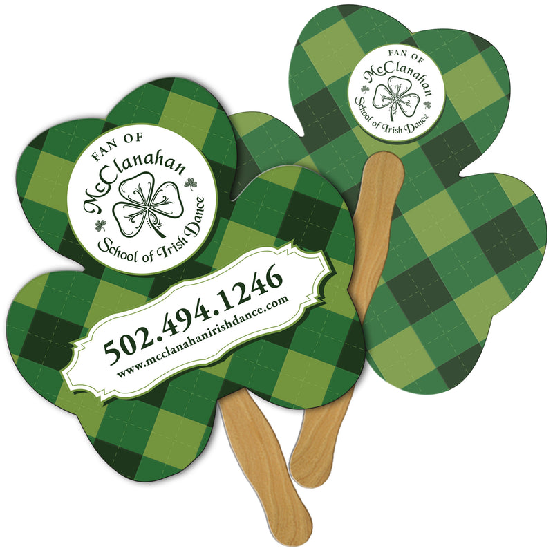 LF-24 SHAMROCK HAND FAN FULL COLOR (2 SIDES)