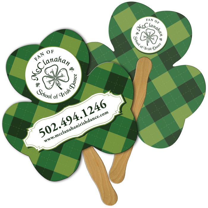 LF-24 SHAMROCK HAND FAN FULL COLOR (2 SIDES)