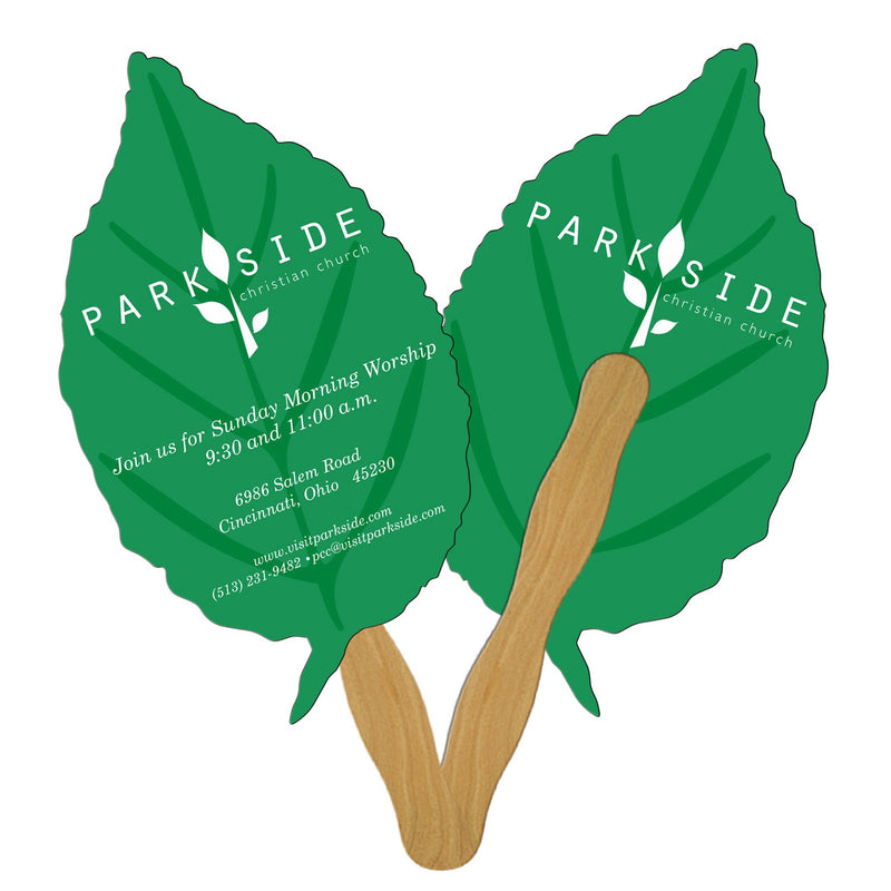 LF-29 - Leaf Hand Fan Full Color (2 Sides)