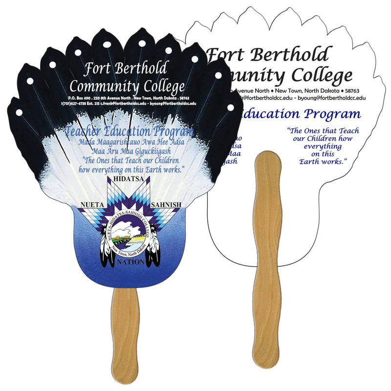 LF-32 FEATHER HAND FAN FULL COLOR (2 SIDES)