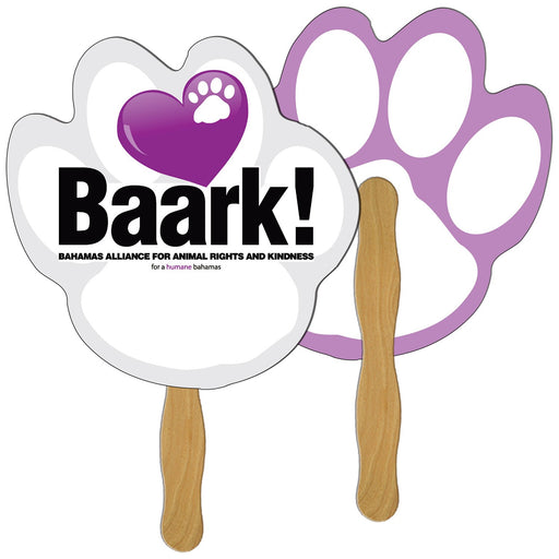 LF-36 - Paw Print Hand Fan Full Color (2 Sides)