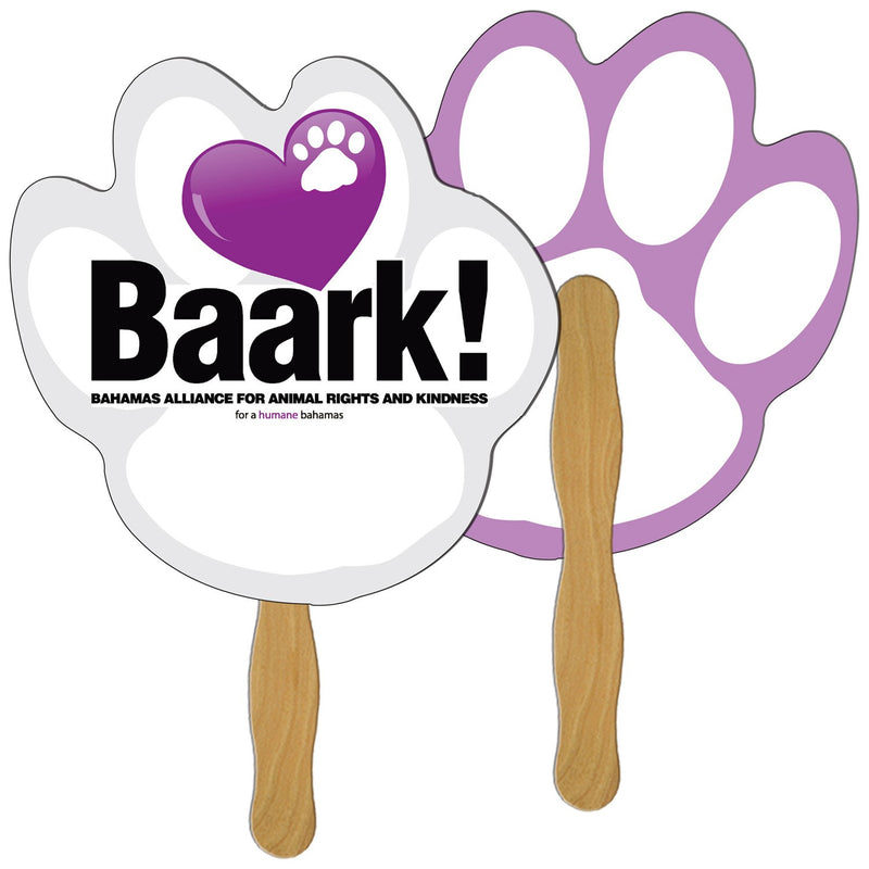 EZ-36 - Paw Print Hand Fan Full Color (2 Sides)