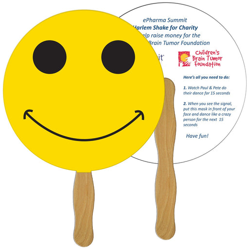 EZ-39 - Smiley Face Hand Fan Full Color (2 Sides)