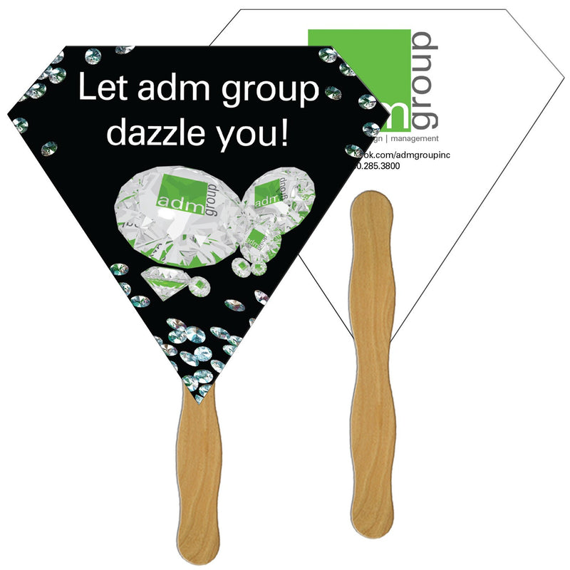 LF-51 - Diamond Hand Fan Full Color (2 Sides)