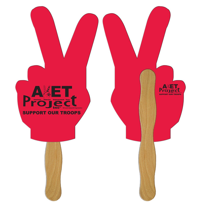 LF-54 - Peace Sign Hand Fan Full Color (2 Sides)