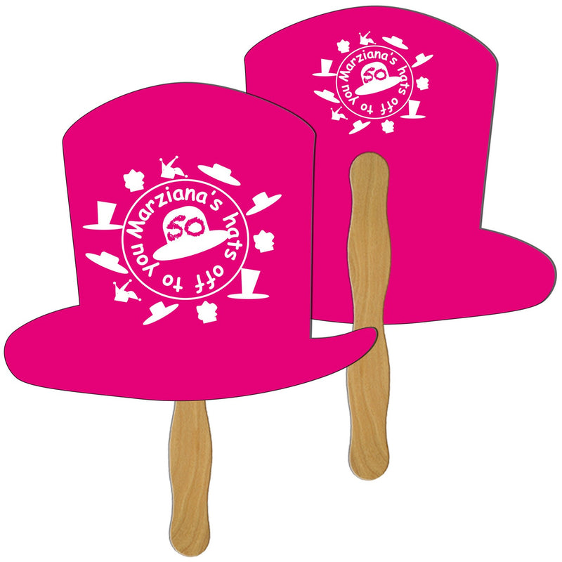 EZ-59 - Top Hat Hand Fan Full Color (2 Sides)
