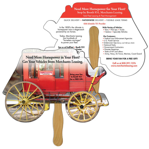 EZ-79 - Stage Coach Hand Fan Full Color (2 Sides)