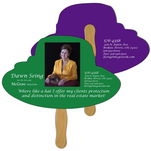 LF-81 - Dress Hat Hand Fan Full Color (2 Sides)