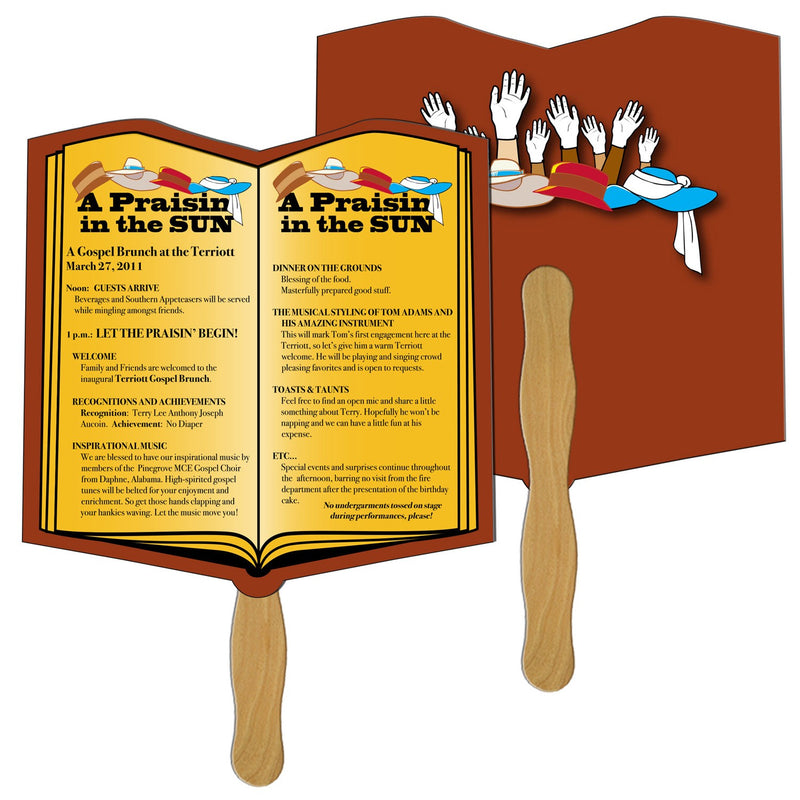 EZ-83 - Open Book Hand Fan Full Color (2 Sides)