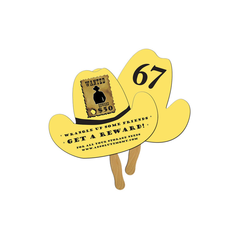 LFA-17 - Cowboy Hat Auction Hand Fan Full Color