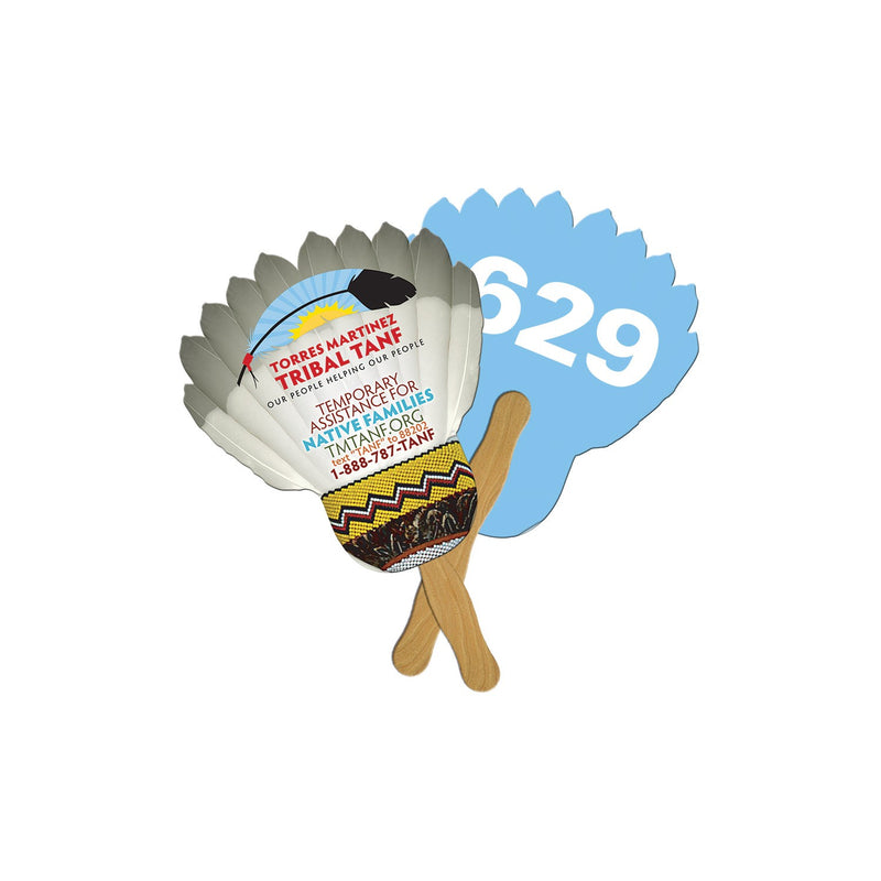 LFA-32 - Feather Auction Hand Fan Full Color