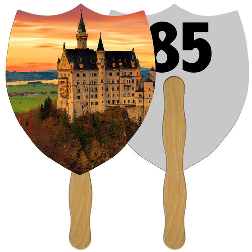 LFA-160 - Shield 2 Auction Hand Fan Full Color