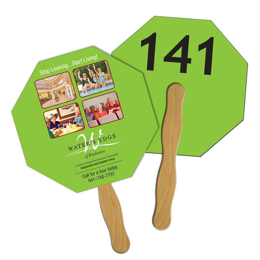 LFA-2 - Stop Sign / Octagon Auction Hand Fan Full Color