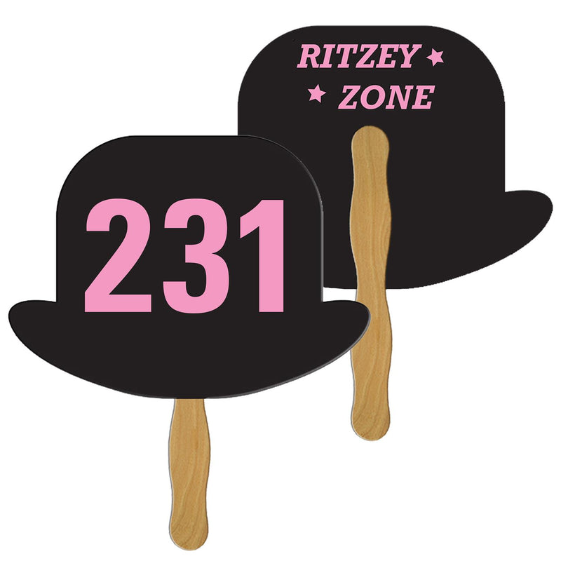 LFA-70 - Derby Hat Auction Hand Fan Full Color