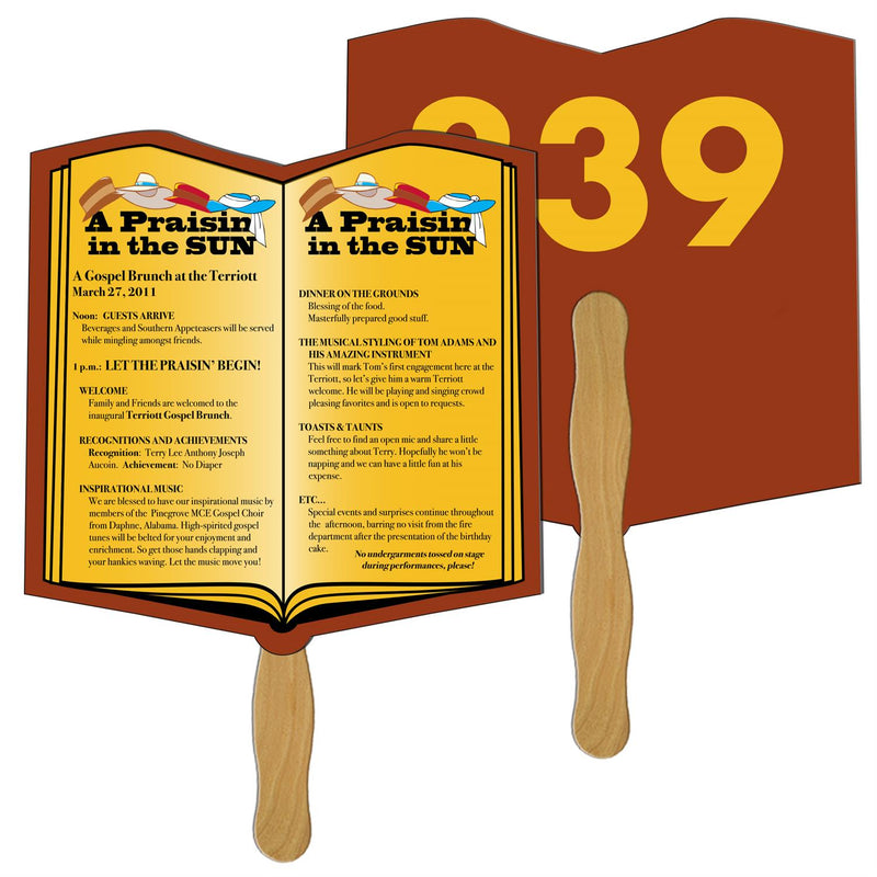 LFA-83 - Open Book Auction Hand Fan Full Color