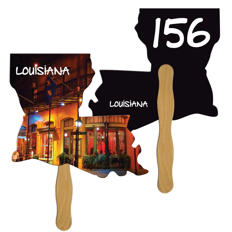 LFA-LA - Louisiana State Shape Auction Hand Fan Full Color