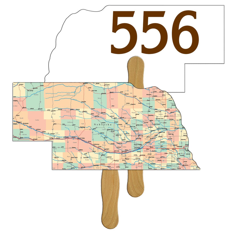 LFA-NE - Nebraska State Shape Auction Hand Fan Full Color