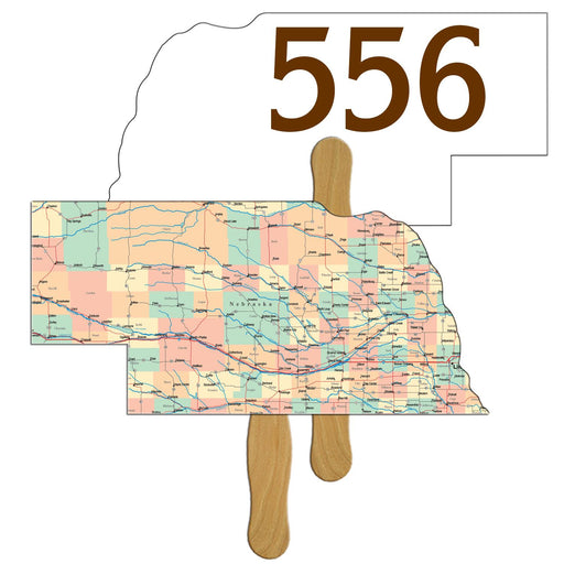 LFA-NE - Nebraska State Shape Auction Hand Fan Full Color