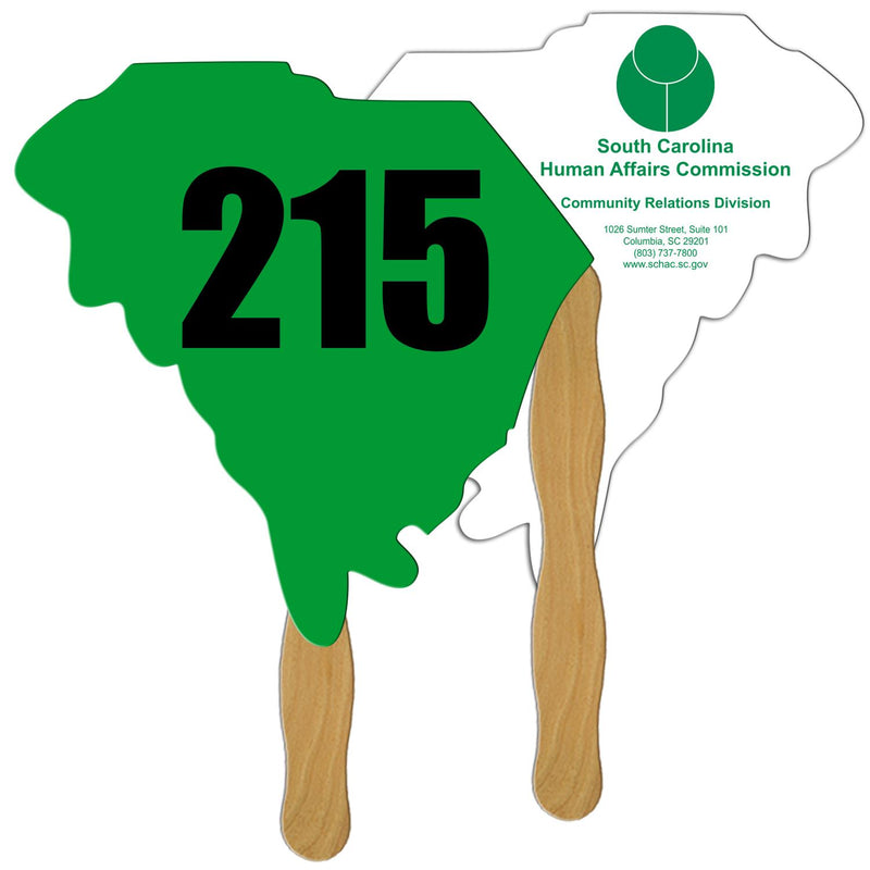 LFA-SC - South Carolina State Shape Auction Hand Fan Full Color